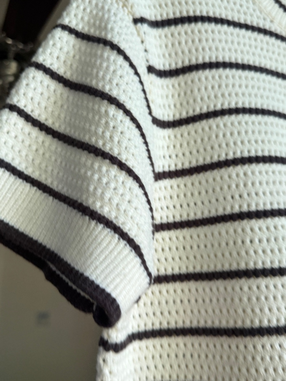 Thread & Supply Women’s Cream Short-Sleeve Striped Knit Shirt - Picture 3 of 5